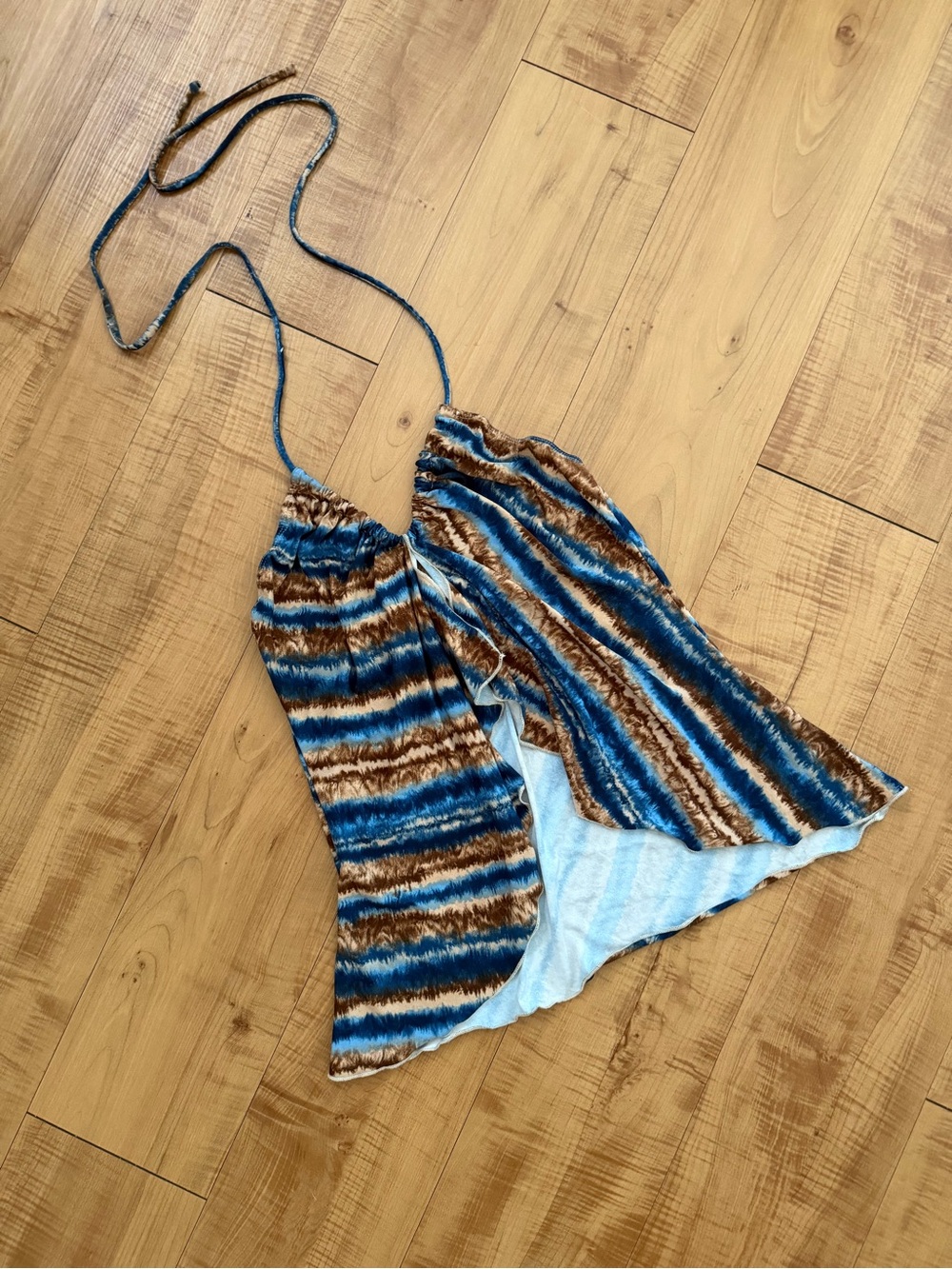 Vintage Y2K Custom Made Split Front Flowy Boho Halter Tank Top